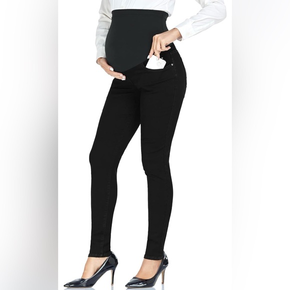 PACBREEZE Women's Maternity Jeans High Waist Denim Skinny Pants with Pockets - Picture 1 of 9